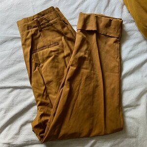 ELIZABETH AND JAMES Pants Mustard Brown High Waisted Pleated Cuffed Womens 10